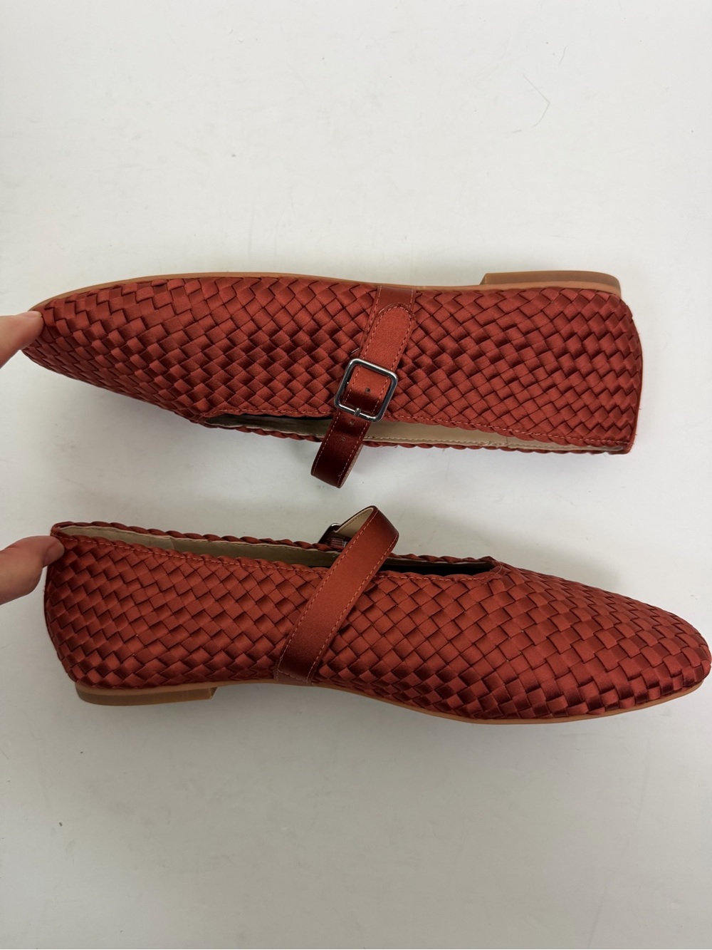 NEW Steve Madden Dreaming Mary Jane Ballet Flat In Warm Rust Satin Size 9 - Picture 7 of 13